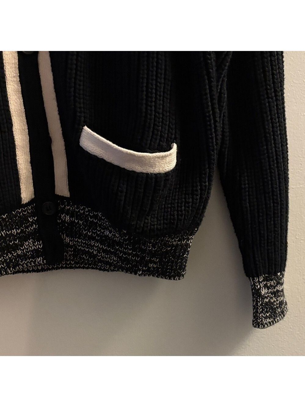 J. Crew Black Cardigan with Cream Trim - Picture 3 of 4